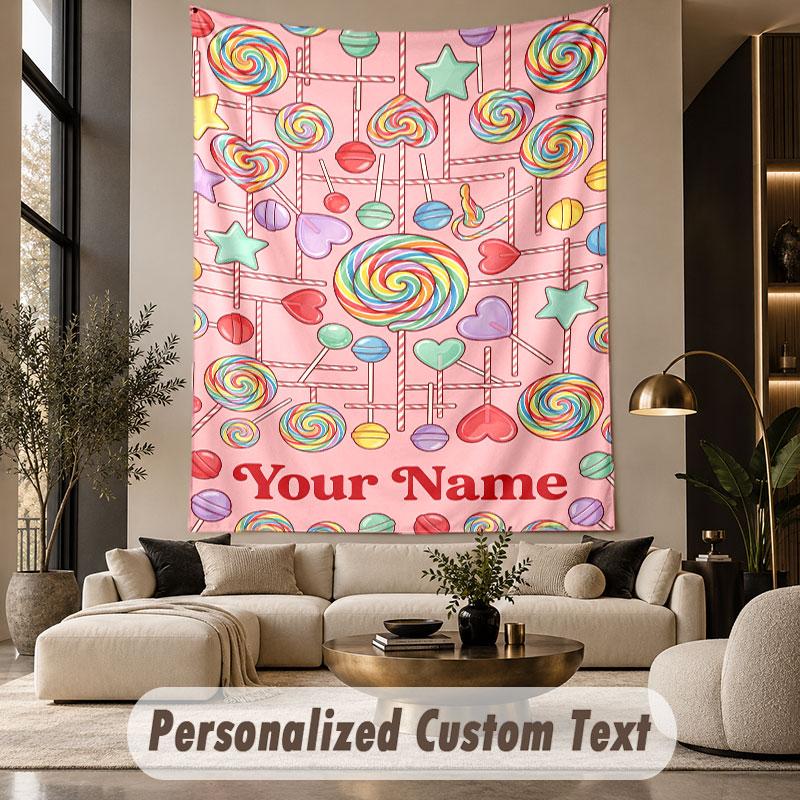 Neon Rainbow (31) Theme Personalized Tapestry Custom Name Text Wall Hanging Tapestry Home Background Decoration