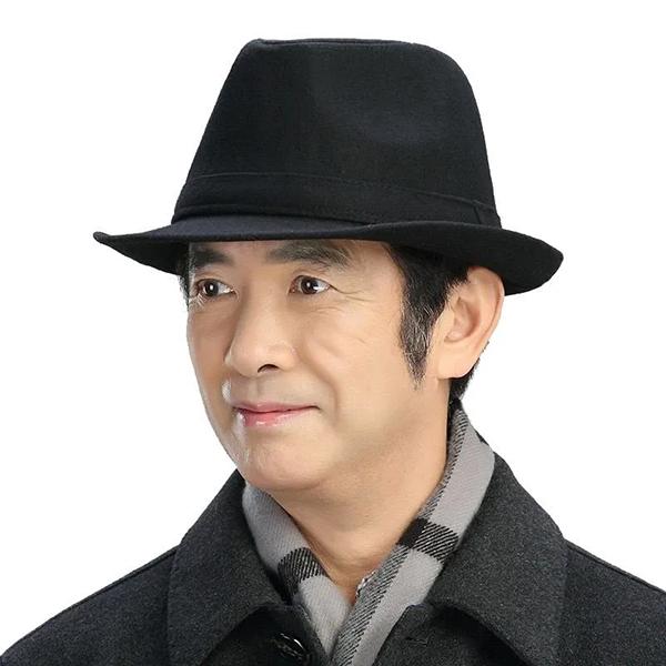 WTEMPO Spring Autumn Winter Woolen Formal Hats Men's Large Size Solid Color Versatile Woolen Hats Windproof Cold-proof Casual Hats
