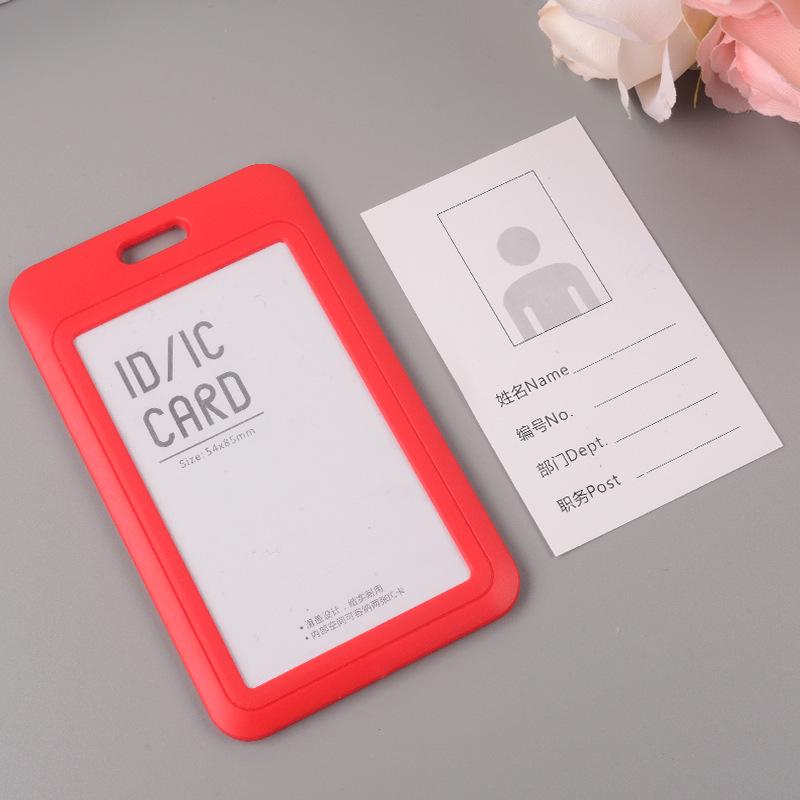 Double-Sided Transparent ID Card Holder with Lanyard - Push-in Style for Employee or Student Access Cards