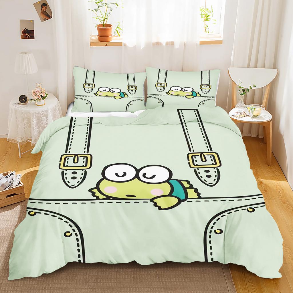 Keroppi Cartoon Quilt Cover Cute Big Eyed Frog Printed Soft Bedding Custom Made Home Baby Bedroom Comforter Children Gift