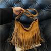 2024 Autumn Bohemian Brown Tassel Crossbody Bag: Retro Matte Design for Women