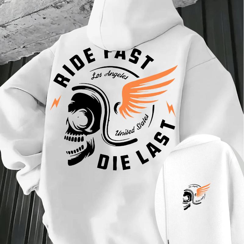 Happy Riding Letter Pattern Print Men'S Outdoor Clothing, Suitable for Outdoor, Travel Hoodies