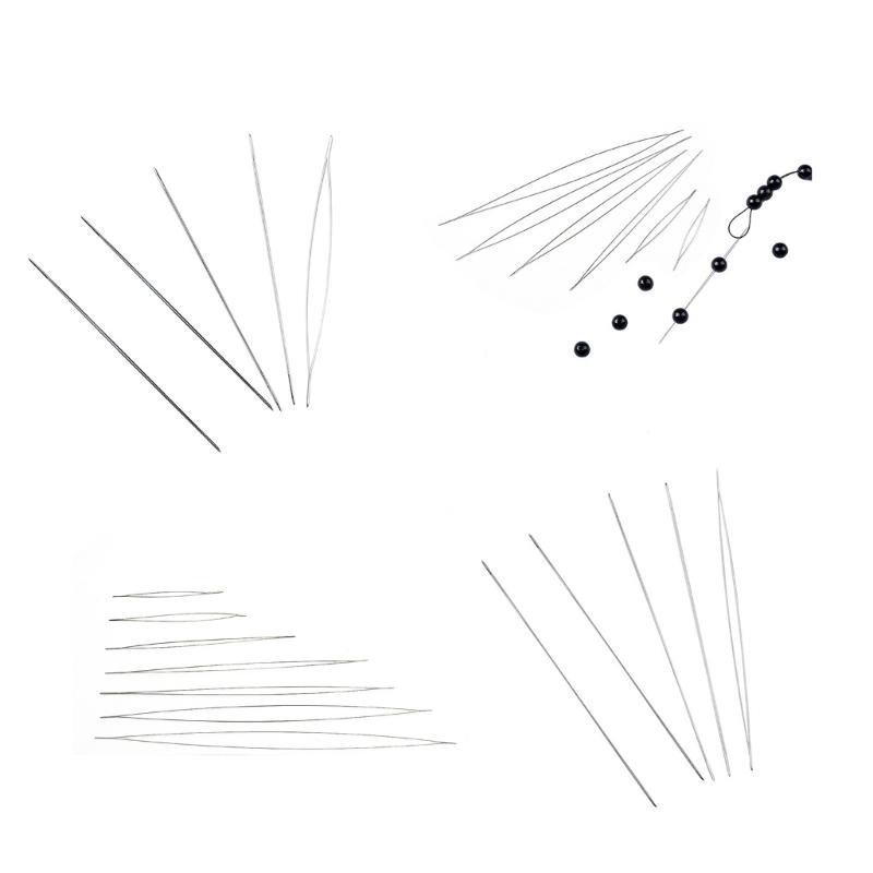5/6pcs Open Beading Needle Set Stainless Steel Beading Tools Practical Beaded Threading Pins Jewelry Making Supplies