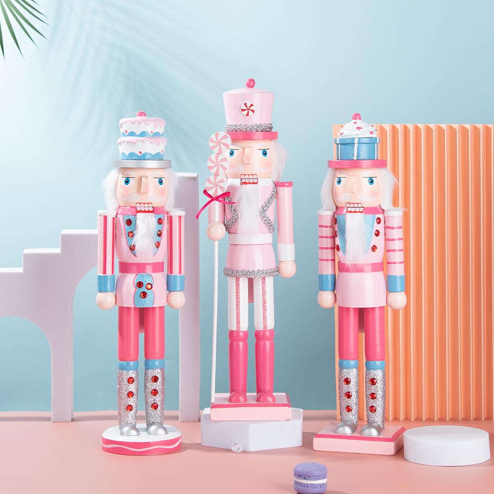 Pink Candy Style Wooden Nutcracker Ornament