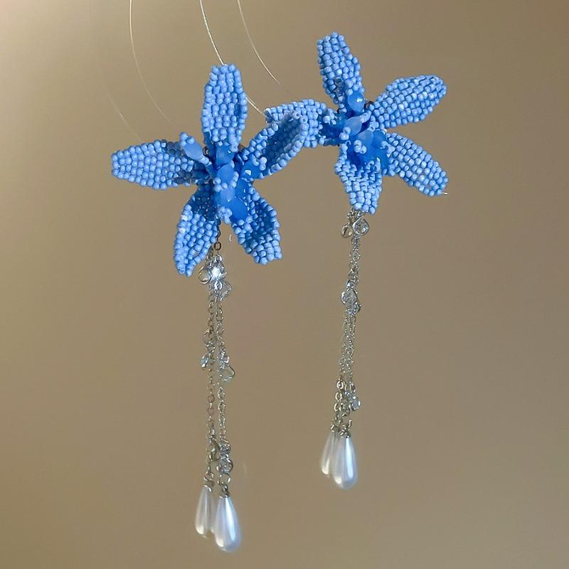 Flower Pearl Beaded Earrings Necklace Fashion Elegant Gentle Sweet Jewelry Set Light Luxury High-end Jewelry Women
