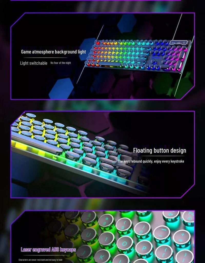 Gaming Style USB Keyboard and Mouse Set with Backlit Mechanical Feel for Desktop and Laptop