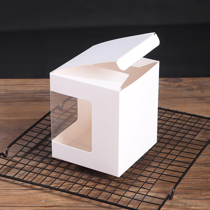 WTEMPO 10PCS Transparent Window Mug Boxes Mugs Gift Boxes Mugs White Paper Packaging Boxes Birthday Wedding Creative DIY Graffitable Gift Boxes