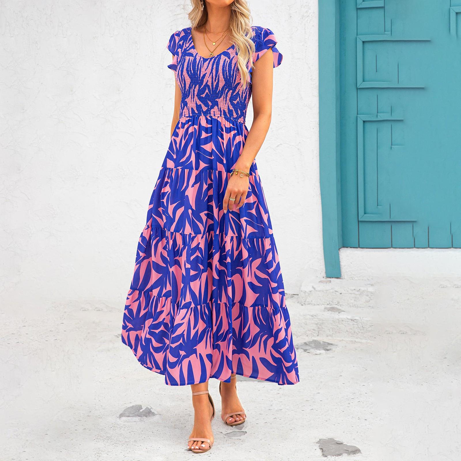 

Плиссированное платье с рукавами-мухами и V-образным вырезом на спине XL фиолетовый