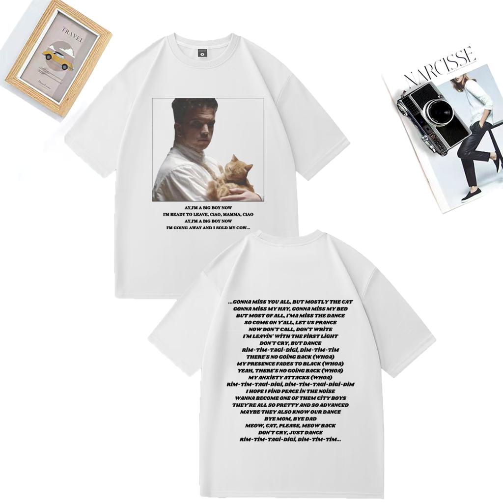 Baby Lasagna Rim Tim Tagi Dim Eurovision Móda Tričko Unisex DÁMSKÉ vtipné Kočka krátký rukáv Trička Unisex oversized Bavlněná trička
