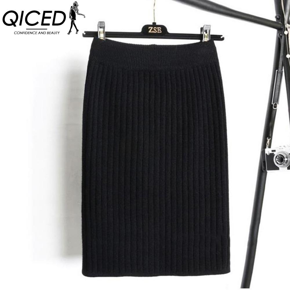 

QICED Женская Модная Повседневная Летняя Весенняя Юбка 53cm чёрный