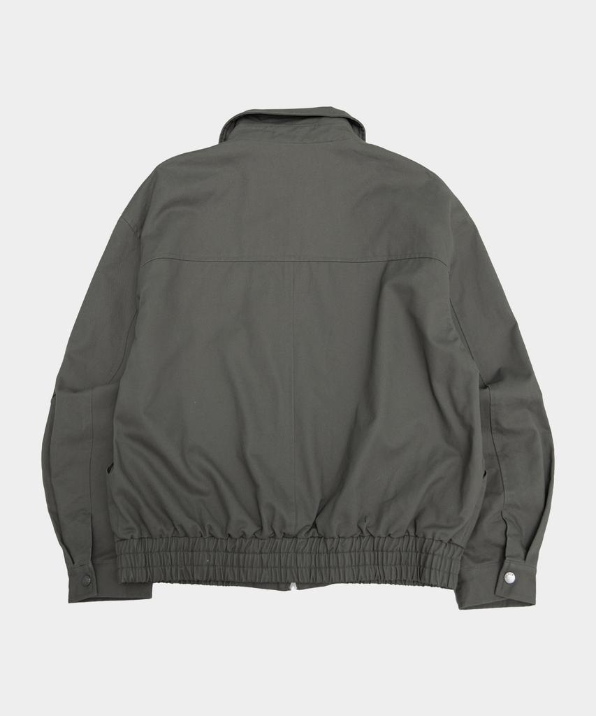 Placestudioman Multi-Pocket Button Point Basic Incision Cotton Varsity Jacket Jumper [Gray]