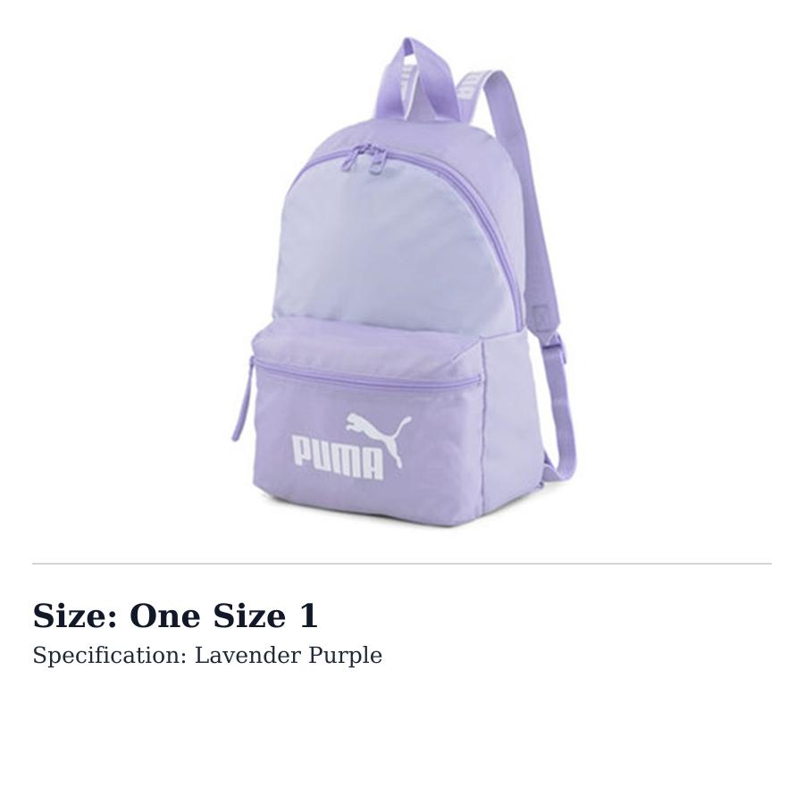 PUMA Fabric Sports Backpack Regular Womens Lavender 079467-02 One Size 1