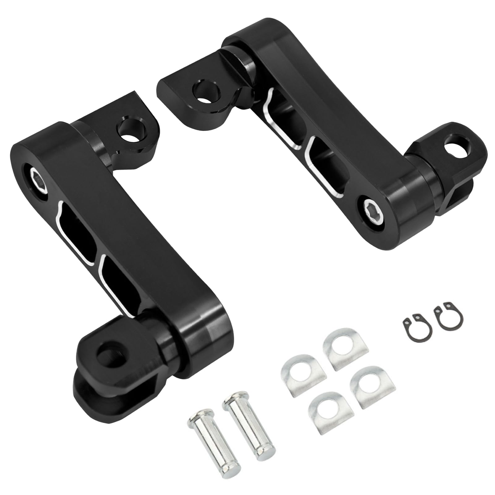 

Sakurawing Aftermarket Harley-Davidson Step Extensions, Footpeg Brackets, Highway Pegs, Custom, Left and Right, Black and Silver