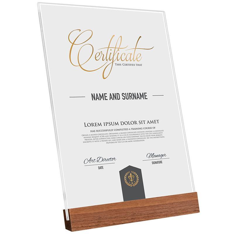 Klarer Acryl-Zertifikats- und Foto-Display-Rahmen