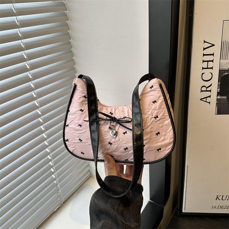 Niche Design Bow Underarm Bag Women's New Handbag Fashion Shoulder Messenger Bag Sweet Baguette Bag