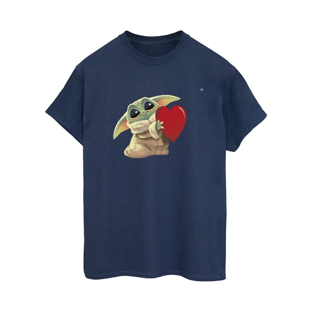 STAR WARS Womens/Ladies The Mandalorian The Kids With Heart Cotton Boyfriend T-Shirt