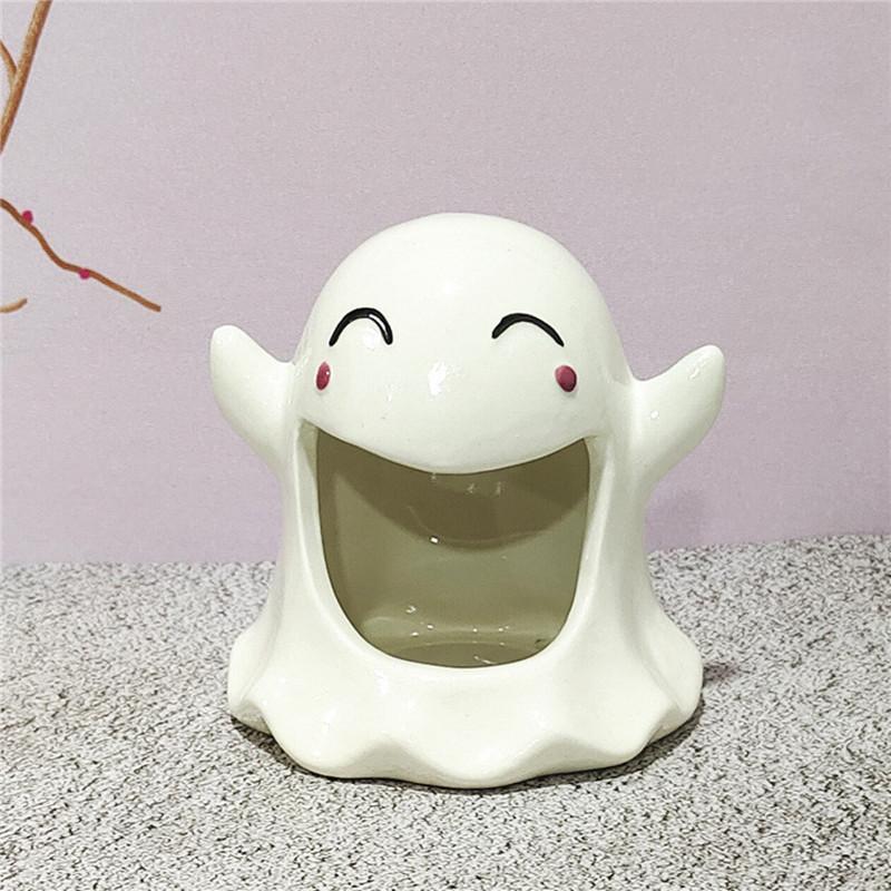 Creative Cute Ceramic Flower Pot Vase Halloween Ghost Candle Holder Handicraft Ornaments Home Decoration Plant Accessories