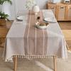 Cotton Linen Rustic Tablecloth Waterproof Rectangle Table Cover with Tassel For Home Birthday Party Dinning Table Decoration