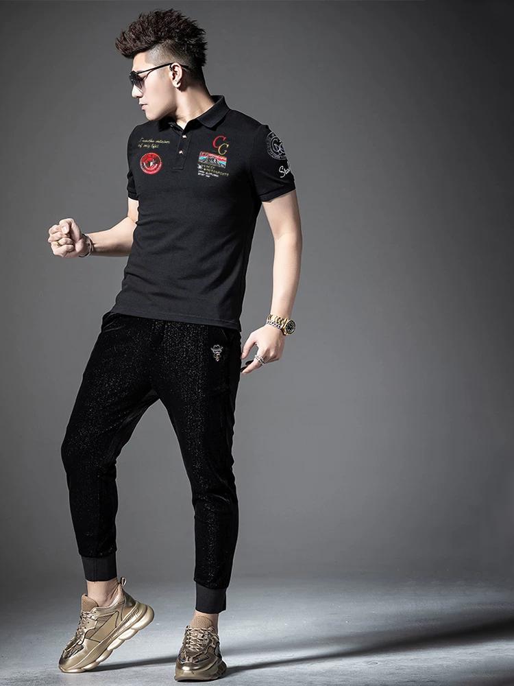 European Goods 2025 Summer New Arrival Classy Men Print Embroider Polo Shirt Men's Trendy Lapel Short Sleeve T-Shirt Men's Clothing