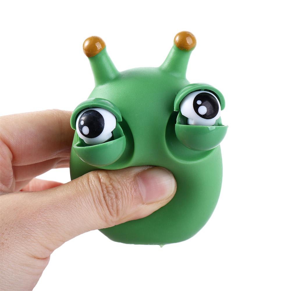 Halloween Fidget Toy Green Worm Squeeze Toy Eyeball Popping Toy Eye Poppers Squeeze Worm Pinch Toy