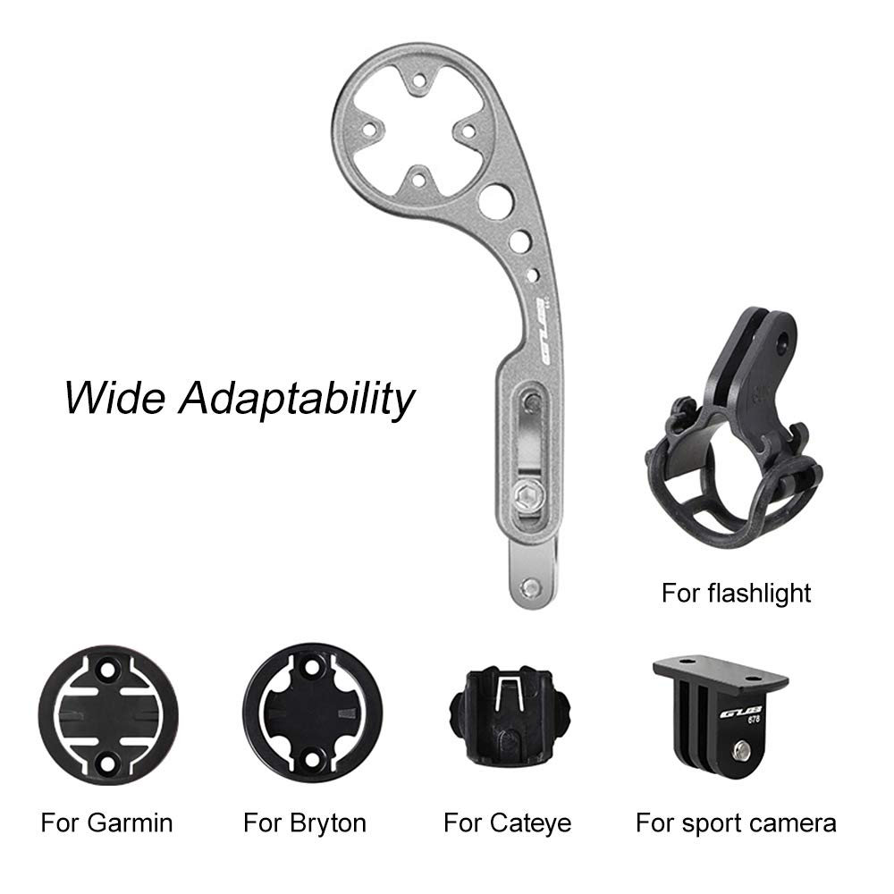 LIXADA Cycle Computer Mount, Out-Front Bracket for CATEYE, BRYTON, and Garmin, 31.8mm and 25.4mm Light Adapter, Front Bike Computer Mount