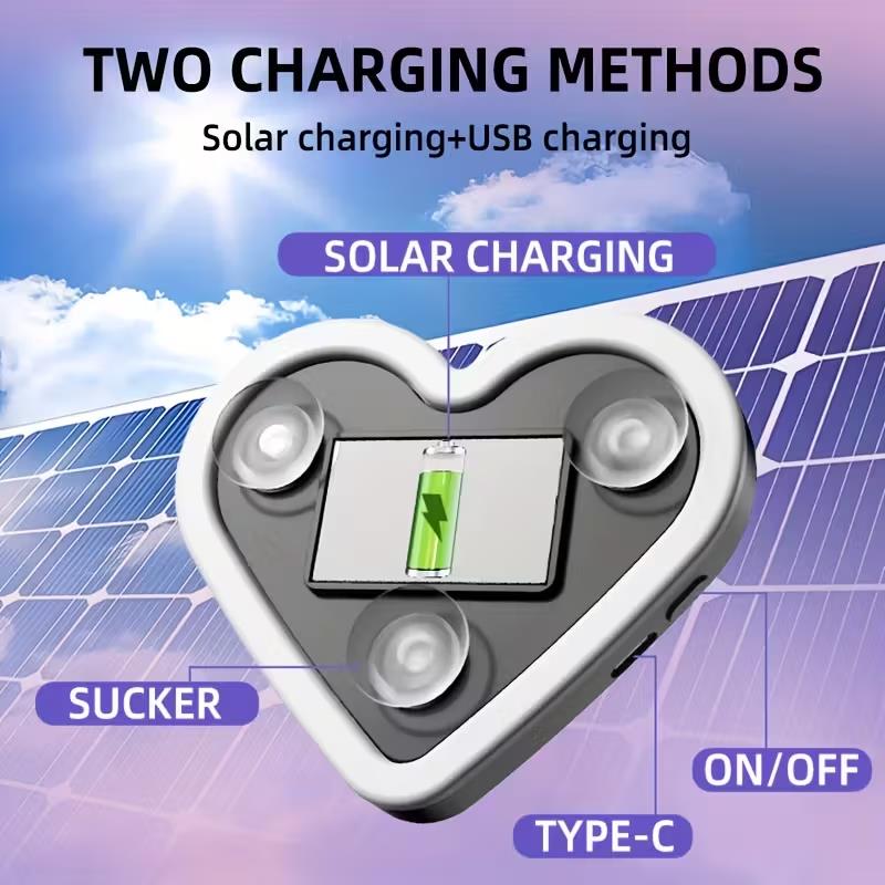 Solar Powered Heart-Shaped LED Neon Atmosphere Light For Car Triangle Window/Rear Windshield Decoration Atmosphere Lights Dome Lights 6