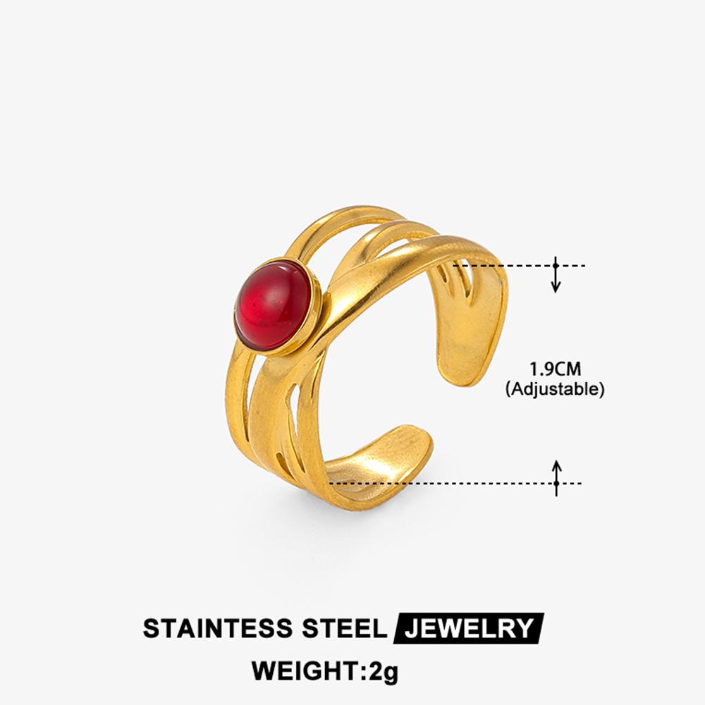 Boho Mehrfarbiger Türkis Edelstahl Offener Ring, Umweltfreundlich & Lichtecht, Schlichtes Titanstahl Design für Damen