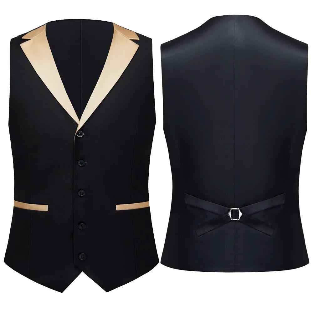 Fashion New Men's Casual Black Blazer Sets 3 Pcs/ Multicolor Small Shawl Collar Party Wedding Singer Show Suit Jacket Pants Vest