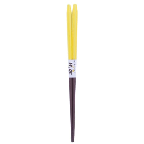 Ishida Japanese-made Frappe Chopsticks, Pentagonal, Yellow, 23cm