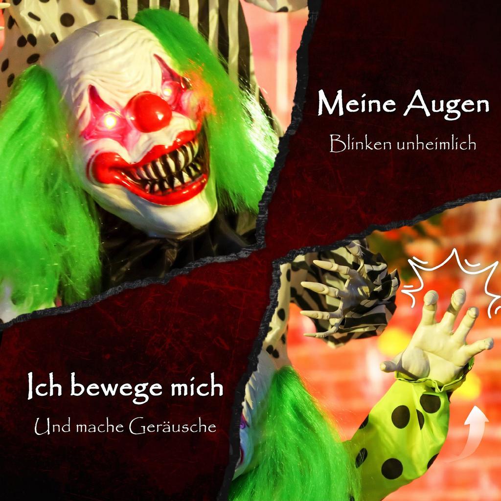 Stackable Halloween animatronics clowns with red glowing eyes for indoor party props