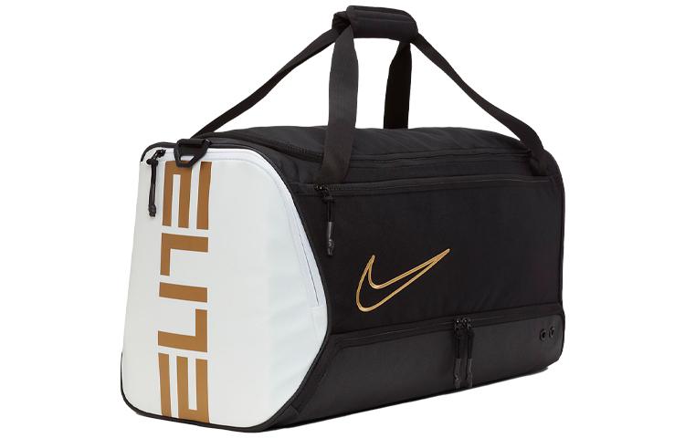 Nike Elite Basketball Duffel Bag Travel Bags Black/White/Metallic Gold BA6163-011