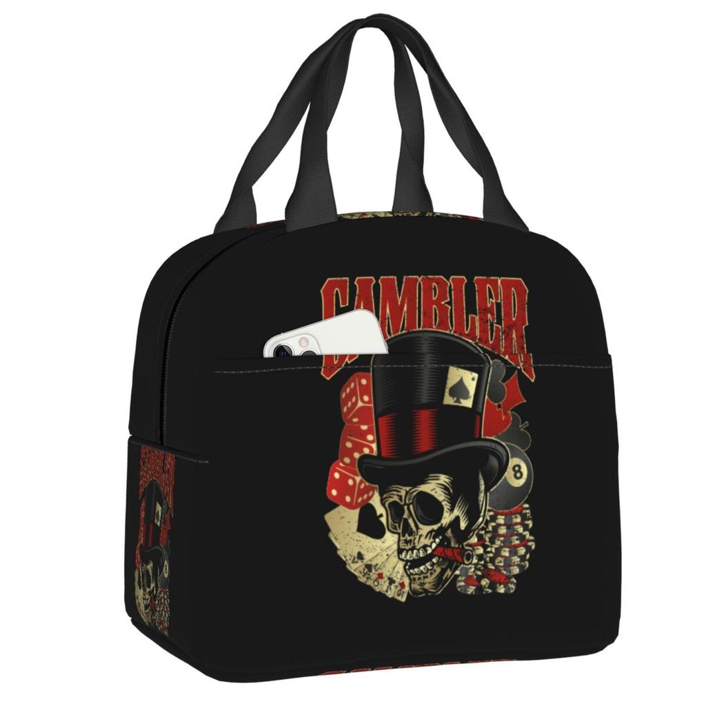 Rockabilly Music Rock N Roll Bikers Skull Rockers Psychobilly Thermal Insulated Lunch Bag Women Portable Lunch Tote Food Box