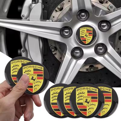 4 szt. Dekielki do felg samochodowych Metalowa Odznaka Naklejka 56 mm Do Macan Panamera Cayenne Cayman 911 Naklejka Dekoracyjna na Felgi Samochodowe