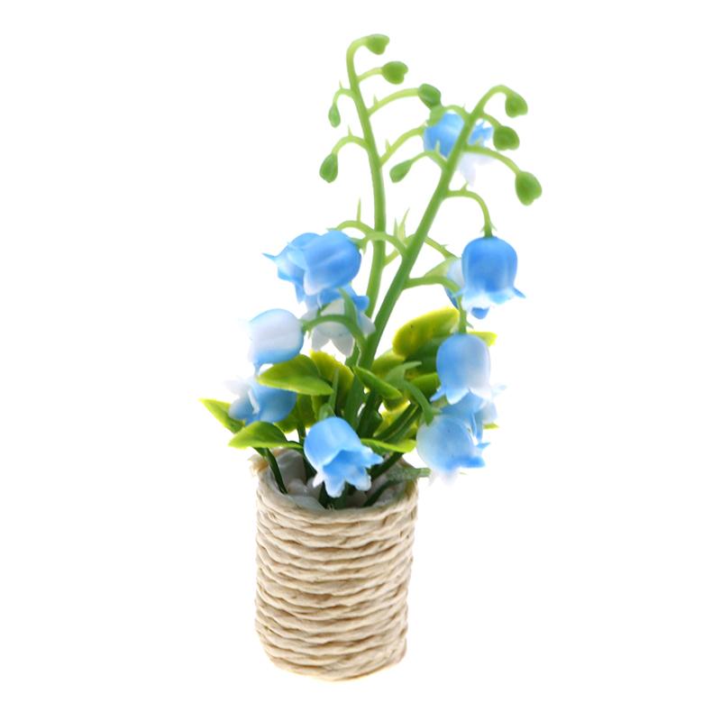 1:12 Dollhouse Miniature Lily Of The Valley Potted Plant Flowerpot Bonsai Home Model Decor Toy Doll House Accessories