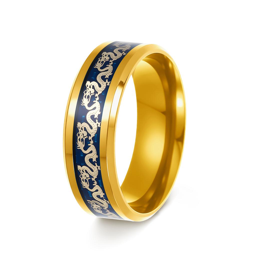 Year of the Dragon Body Jewelry Retro Chinese Dragon Ring Chinese Ethnic Style Titanium Steel Jewelry