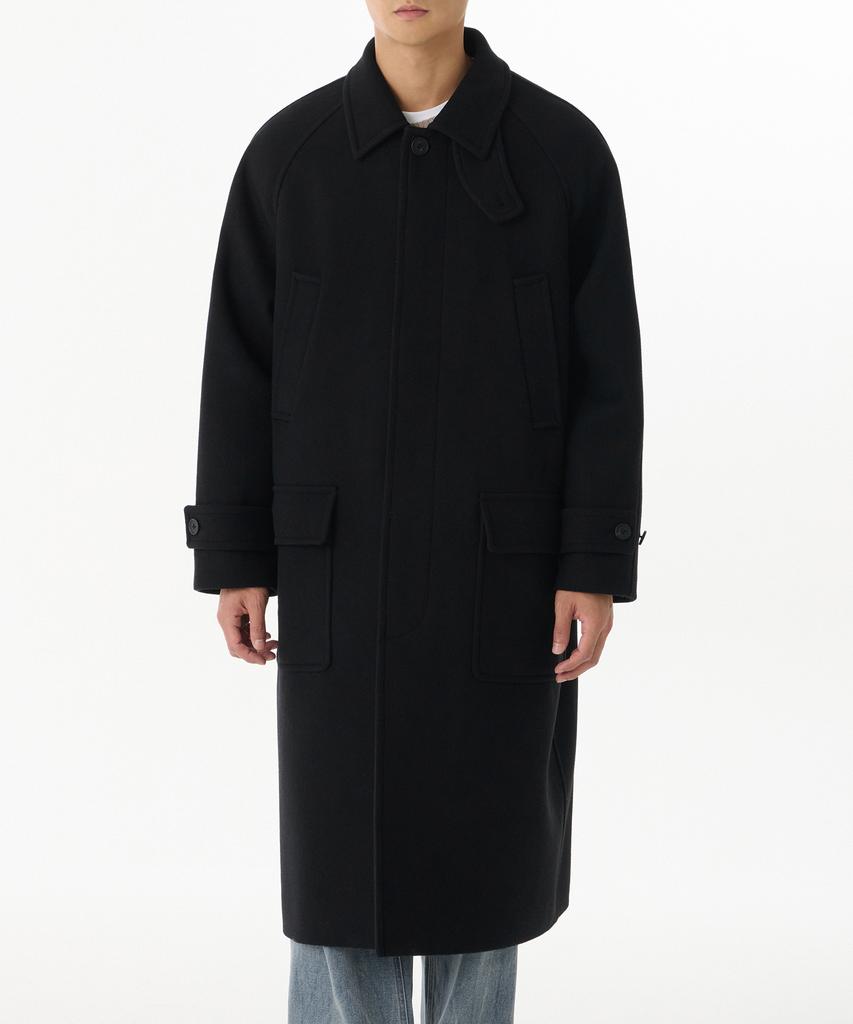 Musinsa Standard Wool Blend Oversized Muff Balmacaan Coat [Black]