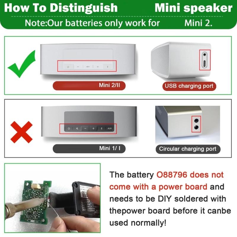 Quick Charging 2330mAh Battery Replacement For Mini 2 088789 088796 088772 Portable Wireless Speaker
