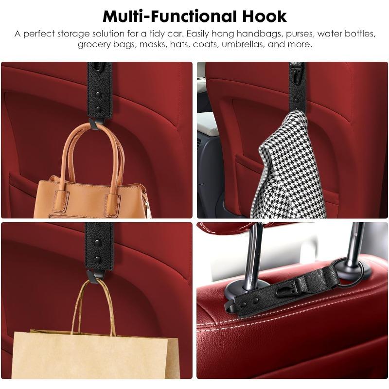 Car Interior Accessories PU Leather Hooks Storage Clips Front Seat Headrest Organizer Holder Auto Fastener Hangers Space Saving