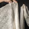 Weiß 3D Rose Blume Geprägt Faltenstoff Durchsichtig Spitze Chiffon Brautkleid Mode Designer Stoff DIY Nähstoff
