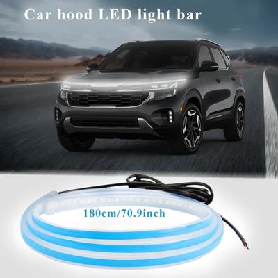 1pc Dynamic Meteor Led Car Hood Lights Strip Universal Engine Hood Guide Decorative Light Bar Auto Headlights Car Running Light