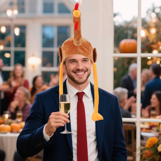 Thanksgiving Turkey Hat for Men Women Long Leg Plush Turkey Hat Funny Turkey Cosplay Costume Accessories for Thanksgiving Harvest Party Supplies