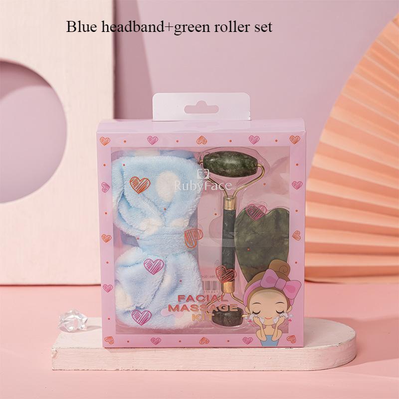 

Hair Belt Jade Roller Scraping Plate Set Coral Velvet Hair Belt Xiuyu Jade Pushing Beauty Tools High Quality Adults and Children