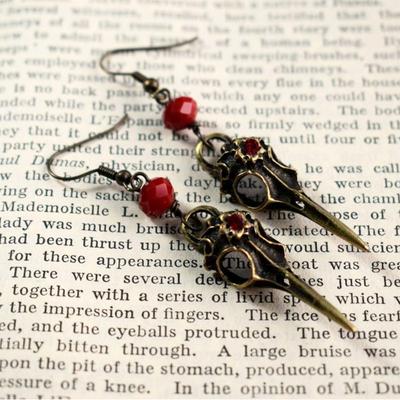 Madingi karoliukais papuošti 3D varna varna kaukolė, kabantys auskarai, vintažiniai bronziniai Wiccan papuošalai, gotikiniai steampunk, juokinga moterų vakarėlio dovana