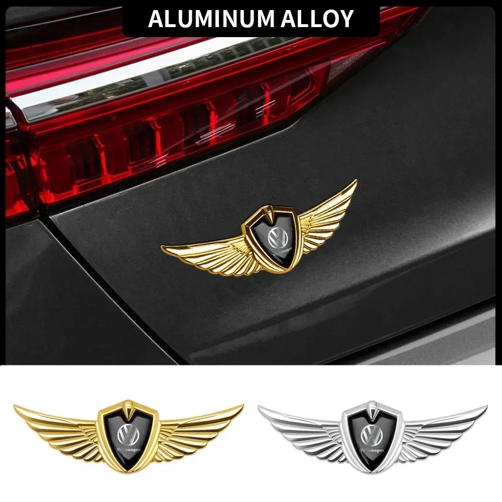T243D Metal Wings Car Styling Side Mark Window Body Sticker Decals For VW Volkswagen Golf Polo Passat Touran Jetta Accessories