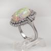 New Hot Sale: Large Copper-Plated Silver Ring with Inlaid Zircon and Artificial Opal
