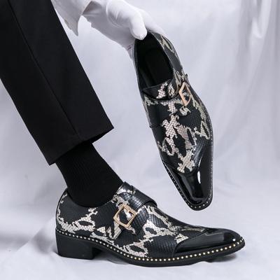 Real Leather Slip-on Shoes 2025 Men's Workplace Senior Business Clothing Men's Double Buckle Leather Shoes Pointed Casual Shoes