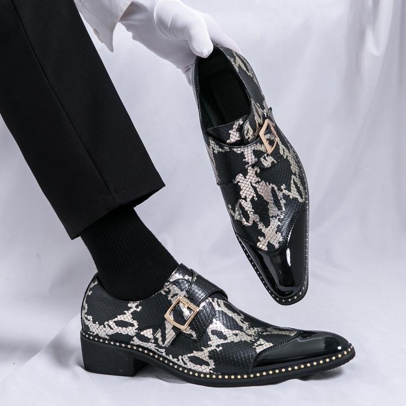 Fashion Patterned Men Cow Leather Slip-on Casual Shoes 2025 Comfort Fashionable Wedding Banquet Pointed Leather Shoes Non Slip Sole Shoe