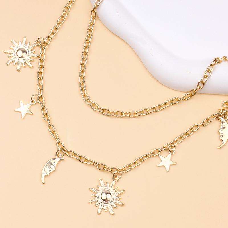 Hip Hop Fashion Metal Star Moon Double Layer Chain Sexy Pants Chain Body Fashion Sexy Adjustable Waist Chain