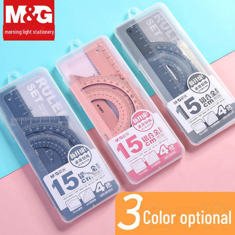 

Набор линеек Morning Light Confucius Temple Blessed Aluminum - волновой дизайн, четкая шкала для студентов 15 cm