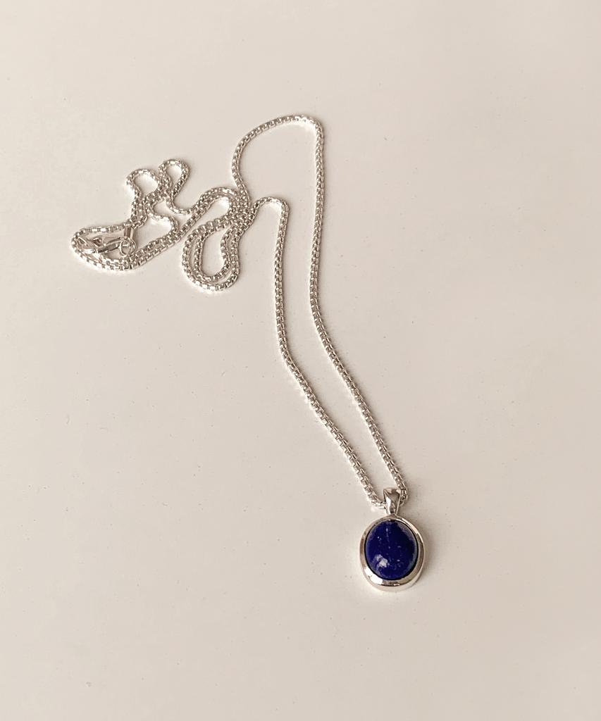 Code.H (Silver 925) Lapis Oval Necklace